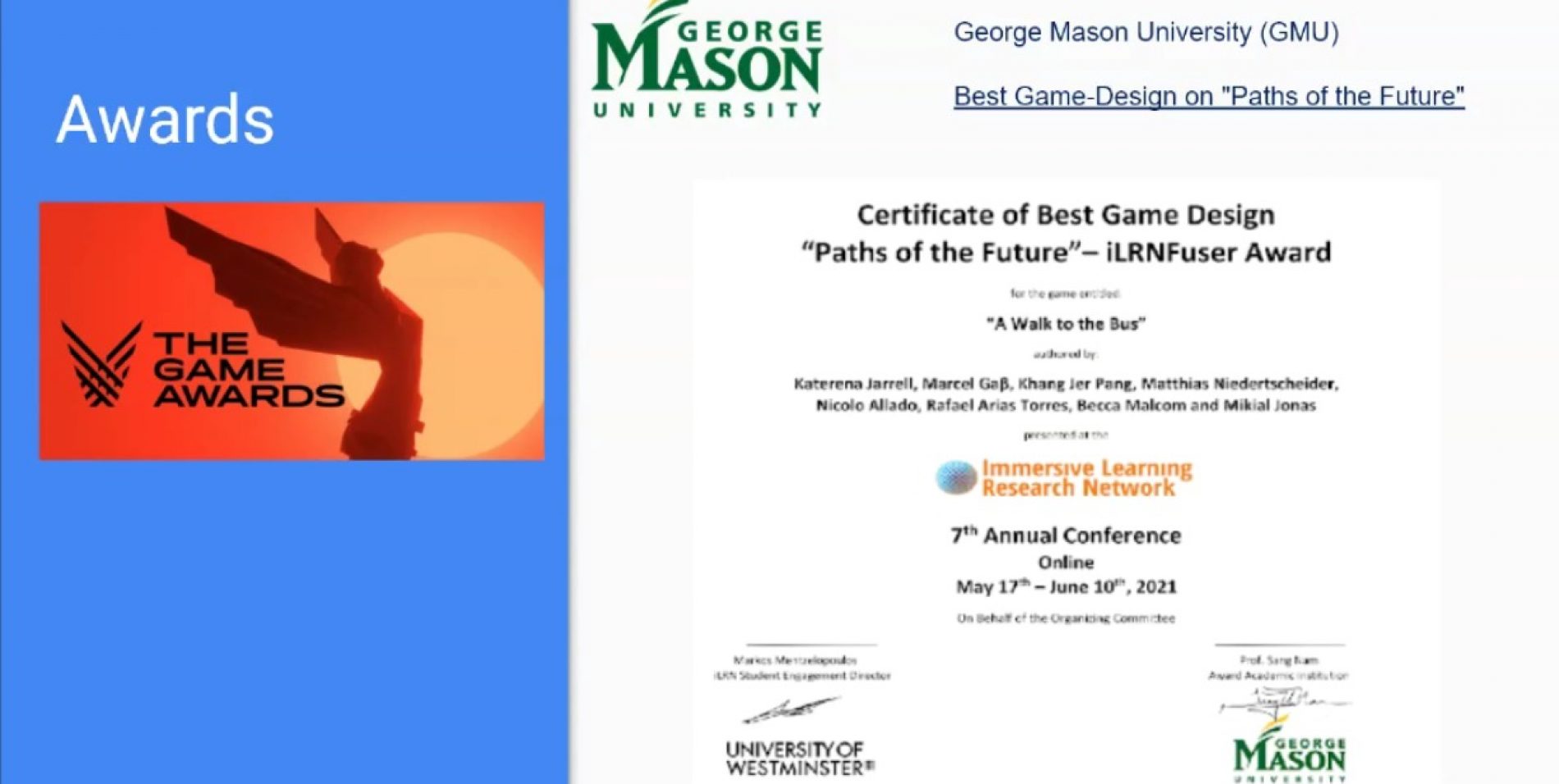 Best Game Design Award